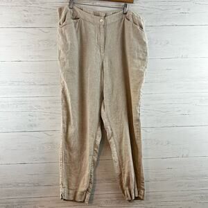 Chico’s Beige Linen Straight Leg Pants Size 3R or 16/18